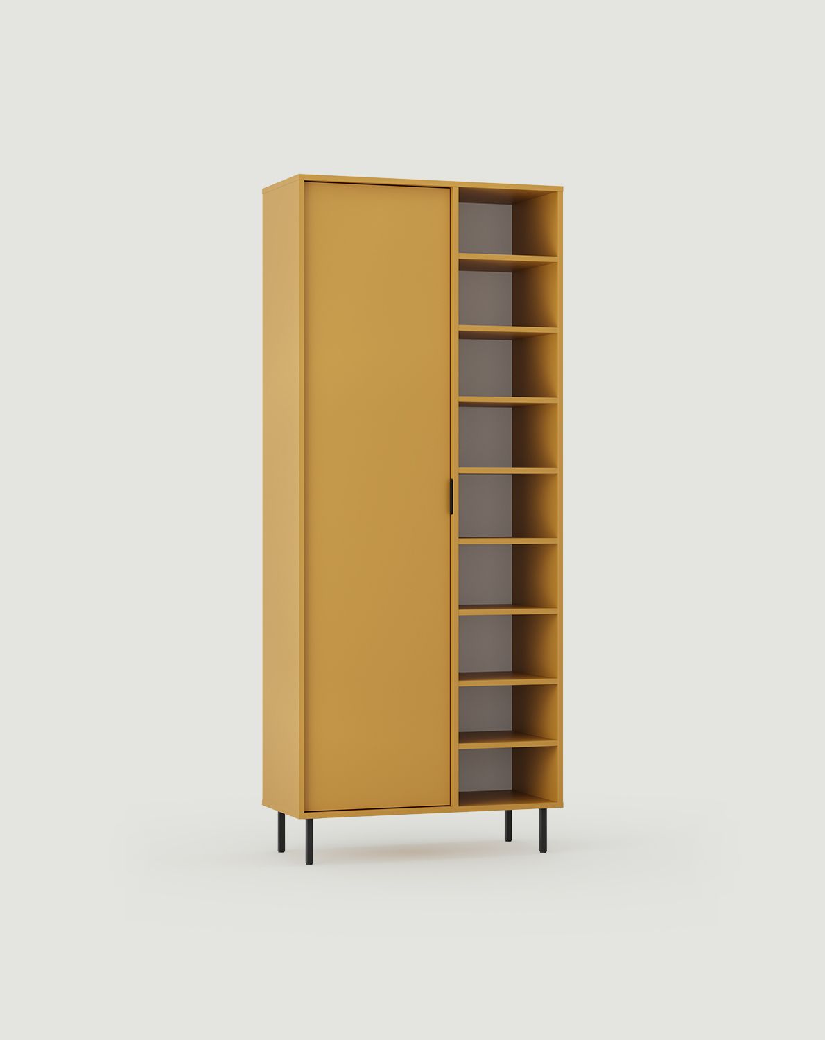 SIGI asymmetrische Garderobe SZSA1
Farbe: Vintage Senf
Bein: Schwarz
Griff: LING-Griff Schwarz