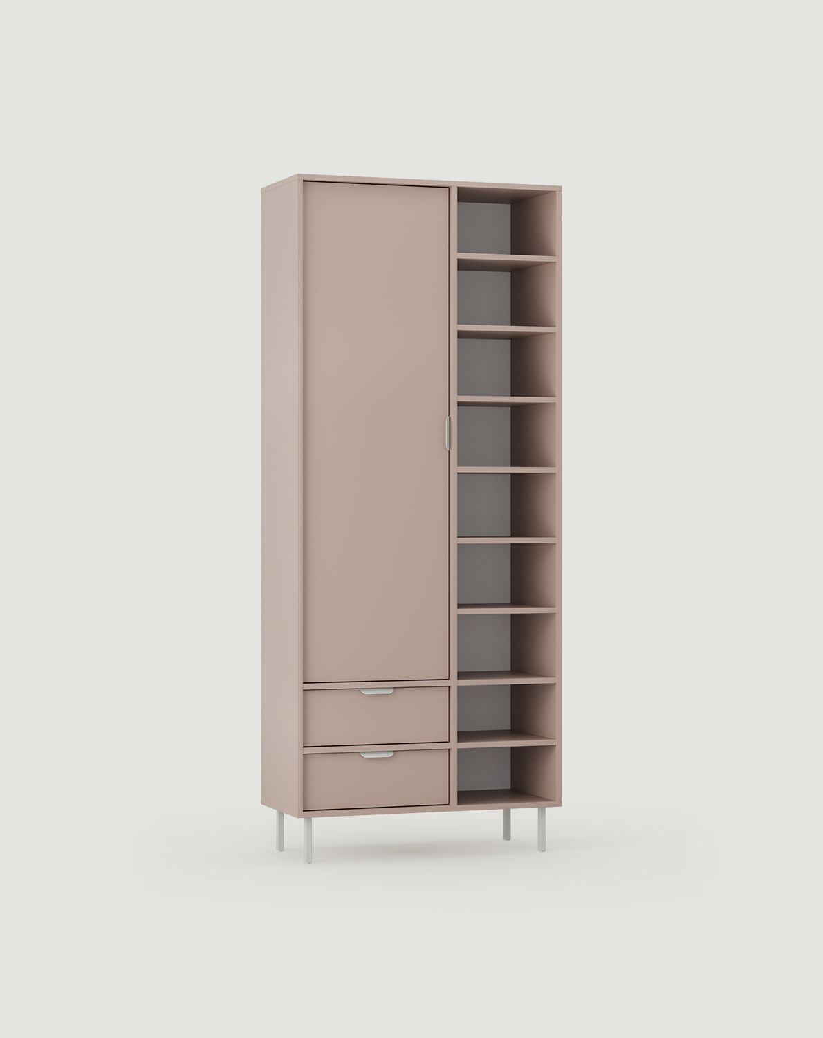 SIGI asymmetrische Garderobe SZSA2
Farbe: Antique Rose
Bein: Milky Pistachio
Griff: LAYERS 110 Milchpistazie