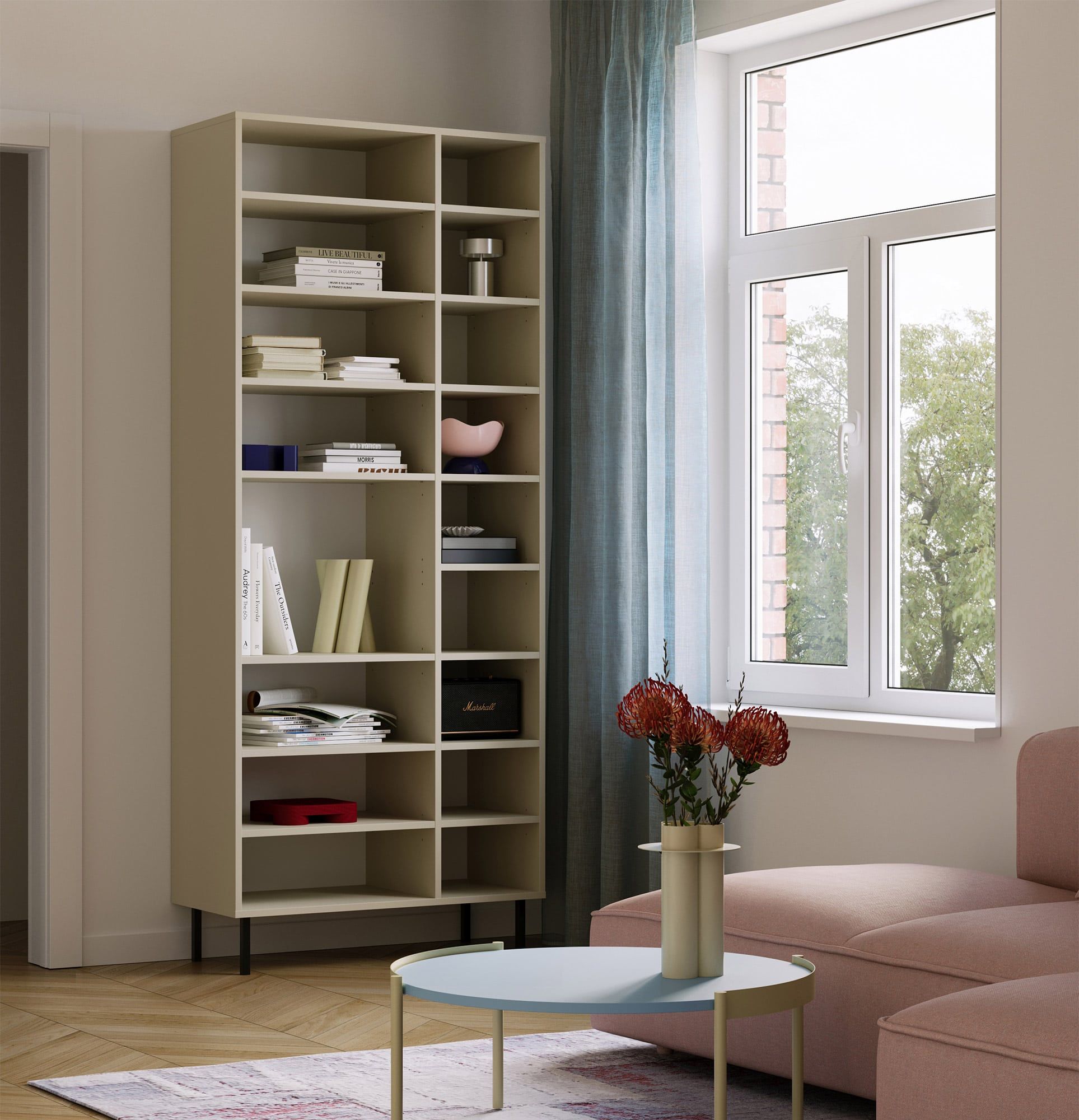 SIGI asymmetrische Garderobe SZSA4
Farbe: Milky Way
Bein: Schwarz