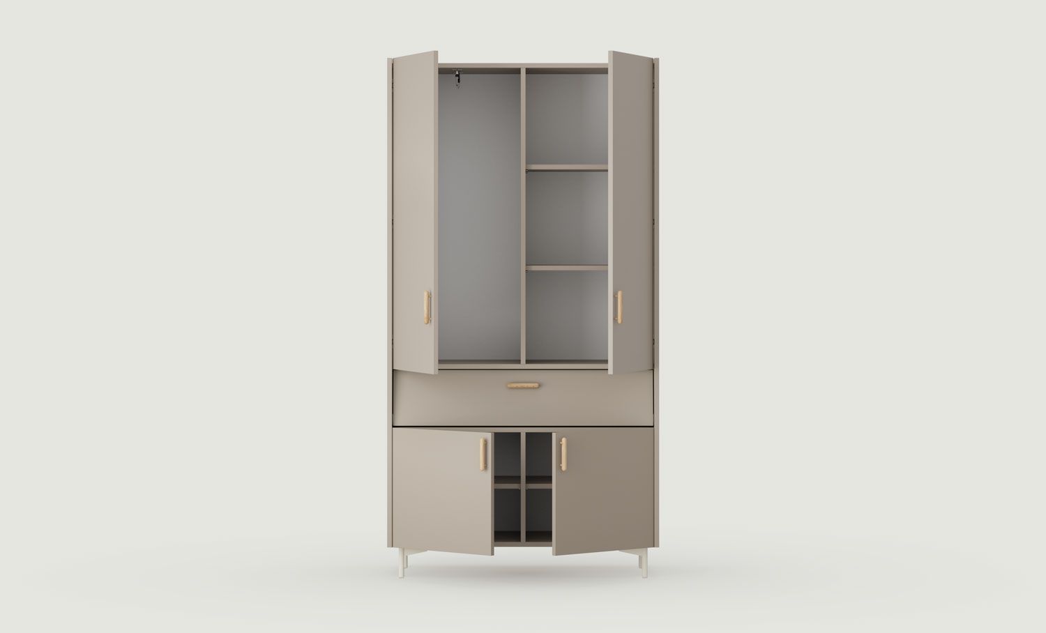 SKRA SKR52 Kleiderschrank
Farbe: Ash Clay
Bein: Milky Way
Griff: Zigarreneiche
                            
                                                        