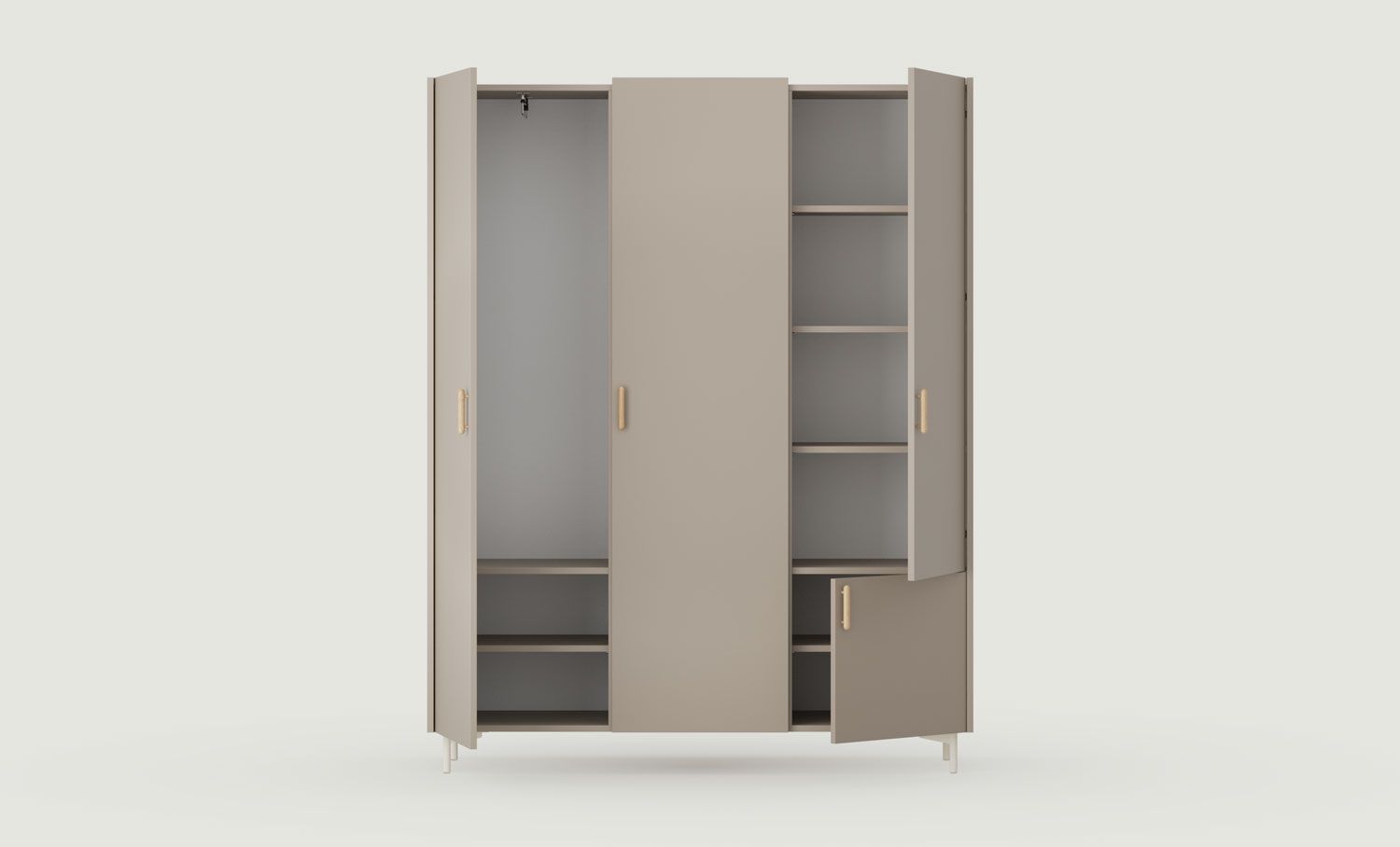 SKRA SKR54 Kleiderschrank
Farbe: Ash Clay
Bein: Milky Way
Griff: Zigarreneiche