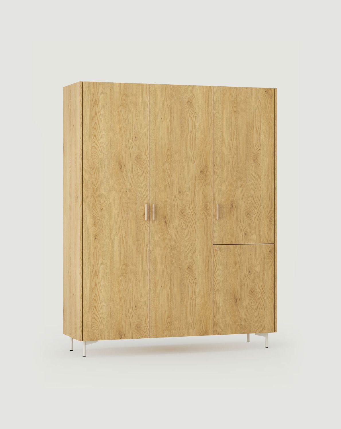 SKRA SKR55 Kleiderschrank
Farbe: Sunny Oak
Bein: Milky Way
Griff: Eiche Zigarre
                            