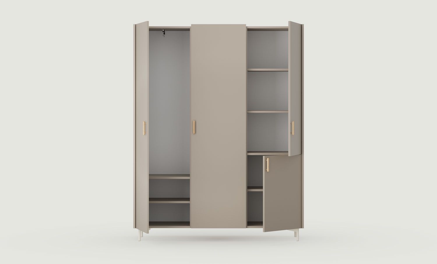 SKRA SKR55 Kleiderschrank
Farbe: Ash Clay
Schaft: Milky Way
Griff: Zigarreneiche
                            