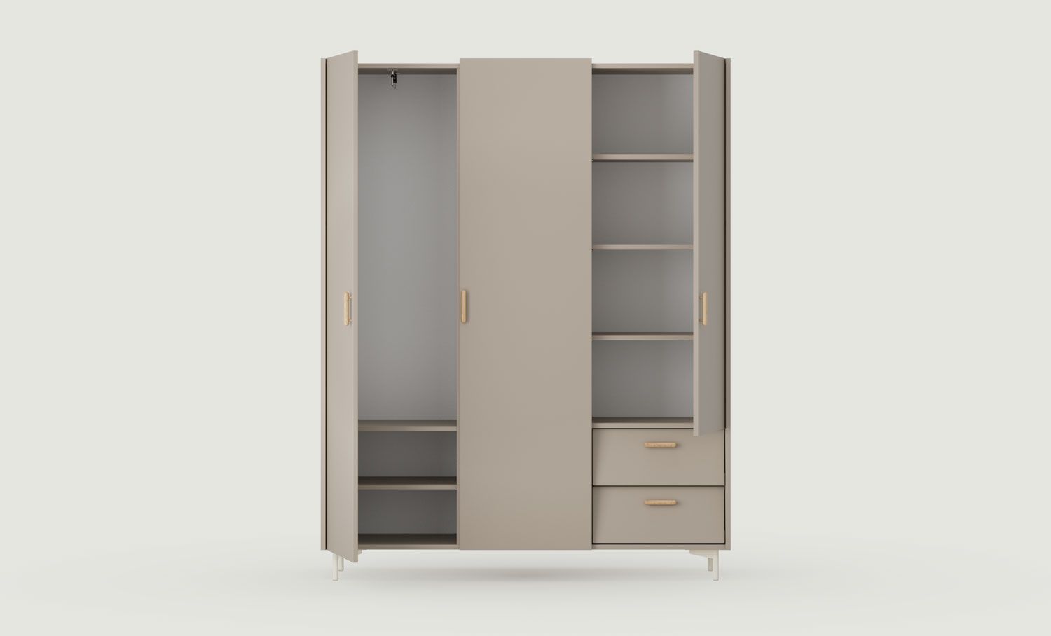 SKRA SKR56 Kleiderschrank
Farbe: Ash Clay
Schaft: Milky Way
Griff: Zigarreneiche
                            
