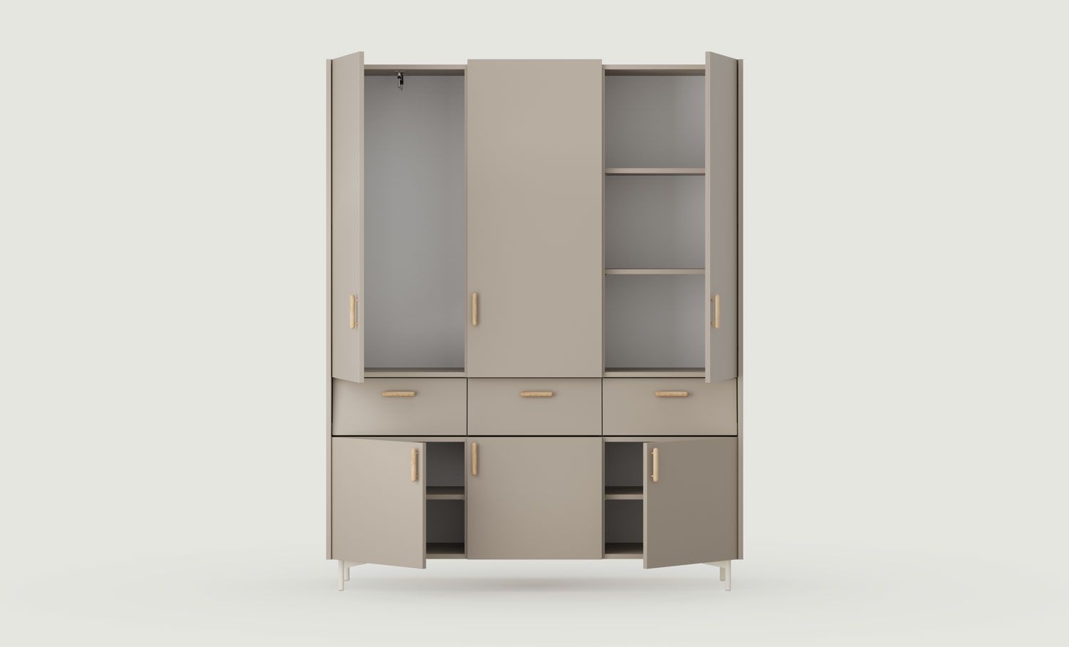 SKRA SKR62 Kleiderschrank
Farbe: Ash Clay
Schaft: Milky Way
Griff: Zigarreneiche
                            