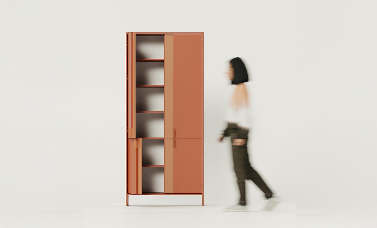 Kleiderschrank mit Einlegeböden LAYERS LAY59
Farbe: Feuriges Terrakotta
Farbe 2: Sahara Tief
Griff: Kantengriff LAYERS 110 Fire Terracotta
                            