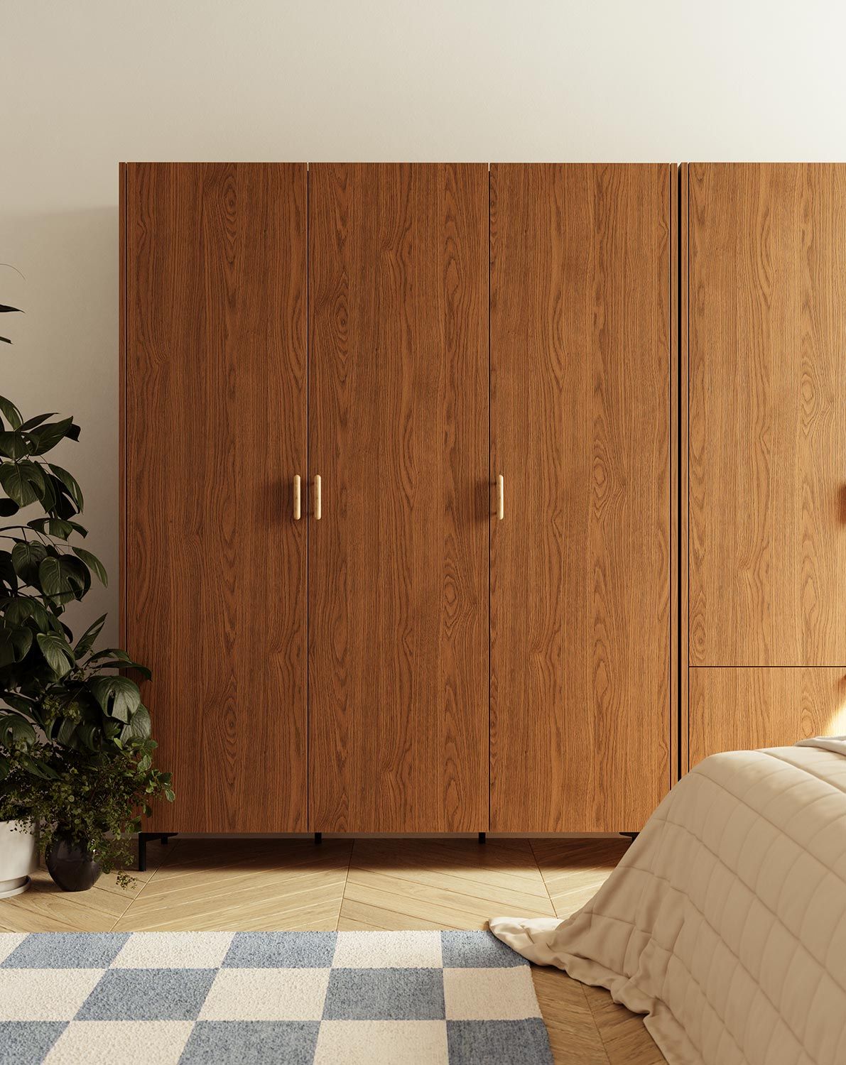 SKRA SKR53 Kleiderschrank
Farbe: Rustikale Eiche
Oberer Griff: Zigarreneiche
Unterer Griff: Eichenholzknauf
Bein: Schwarz
                            