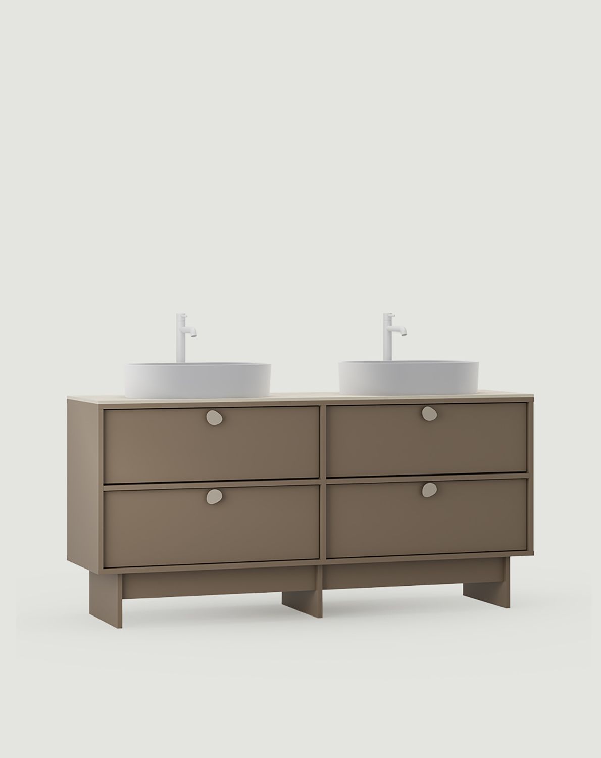KABE-Schrank mit zwei Waschbecken OMNIRES K2U03 im JAPANDI-Stil
Farbe: Kaffeebraun
Griff: Stahlgriff Stain grey beige
Waschbecken: OVO M+ Weiß glänzend OMNIRES
Wasserhahn: Tall Y Weiß OMNIRES