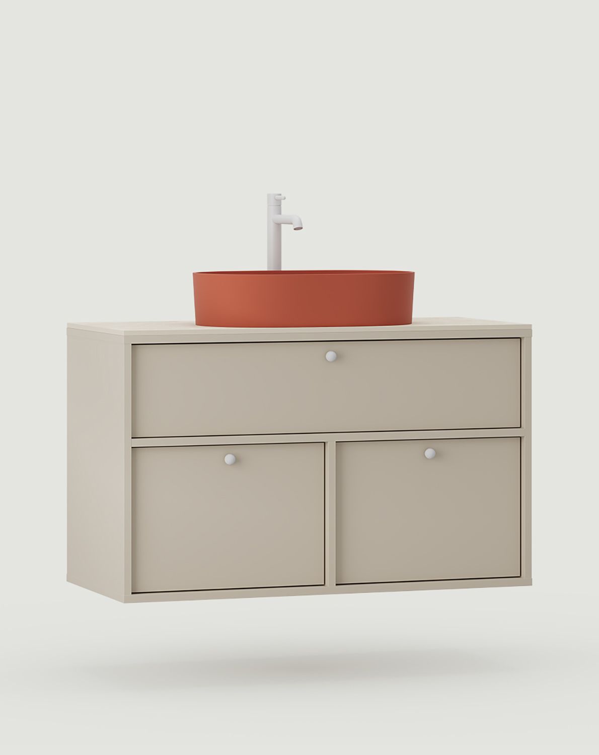 KABE-Schrank mit OMNIRES-Waschtisch zur Wandmontage WKU01 im JAPANDI-Stil
Farbe: Champagner Beige
Griff: Weißer KD-Kugelgriff
Waschbecken: OVO M+ Terracotta OMNIRES
Wasserhahn: Tall Y Weiß OMNIRES