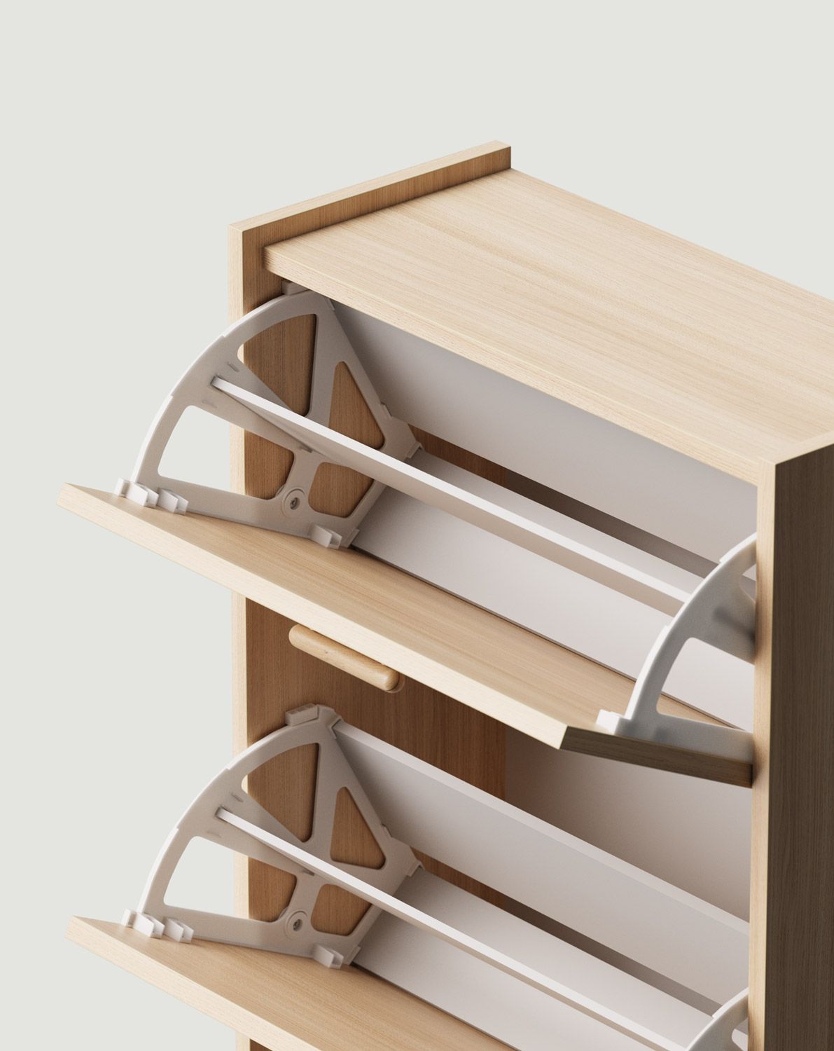 SKRA SKR82 Klapp-Schuhschrank
Farbe: Sandeiche
Griff: Zigarreneiche
