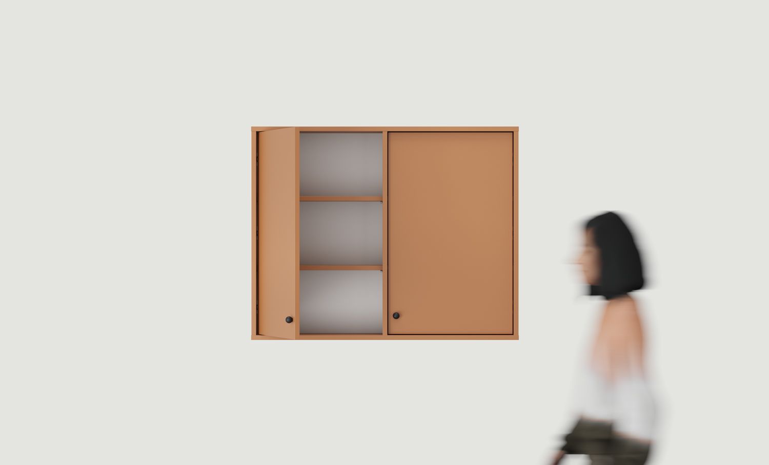 KABE WKL01 Badezimmer-Hängeschrank im JAPANDI-Stil
Farbe: Sahara Deep
Griff: Kugelgriff Schwarz KD