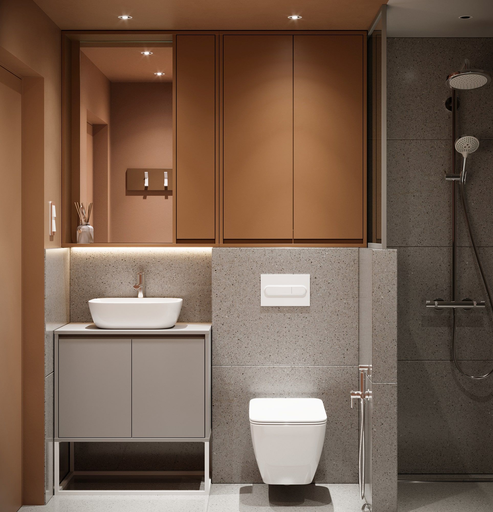 Badezimmer-Wandschrank ODIS WOL01
Farbe: Sahara Deep