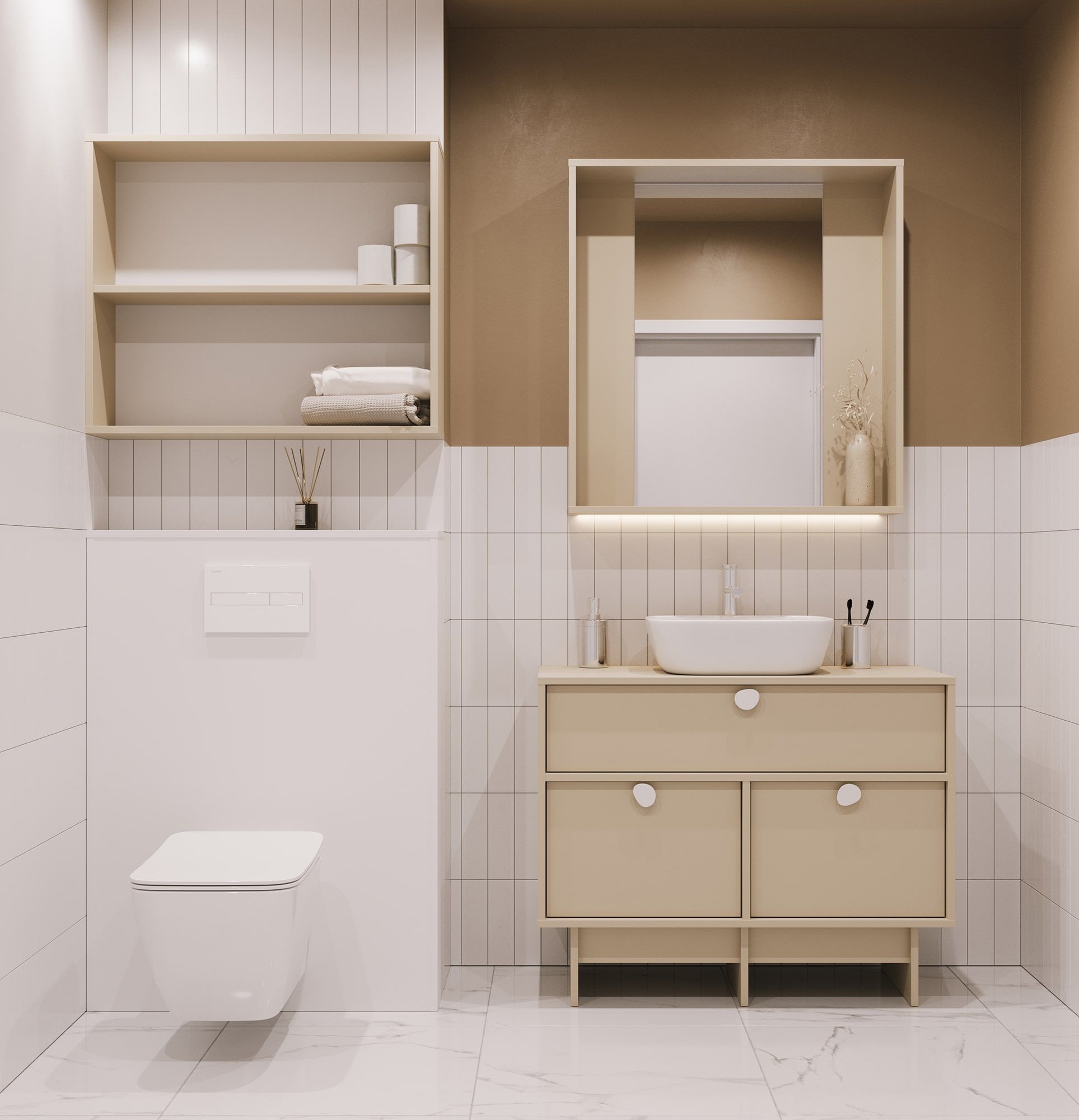 Badezimmer-Wandschrank WL02
Farbe: Champagner Beige