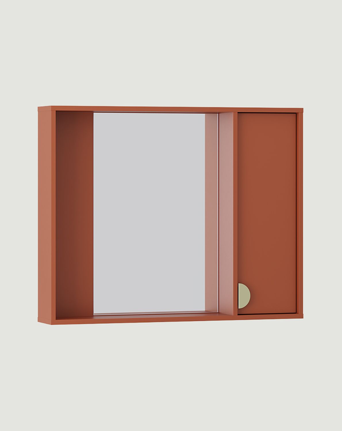 Badezimmer-Wandschrank mit Spiegel SIGI WSLL01
Farbe: Feuriges Terrakotta
Griff: RIND Griff Gold