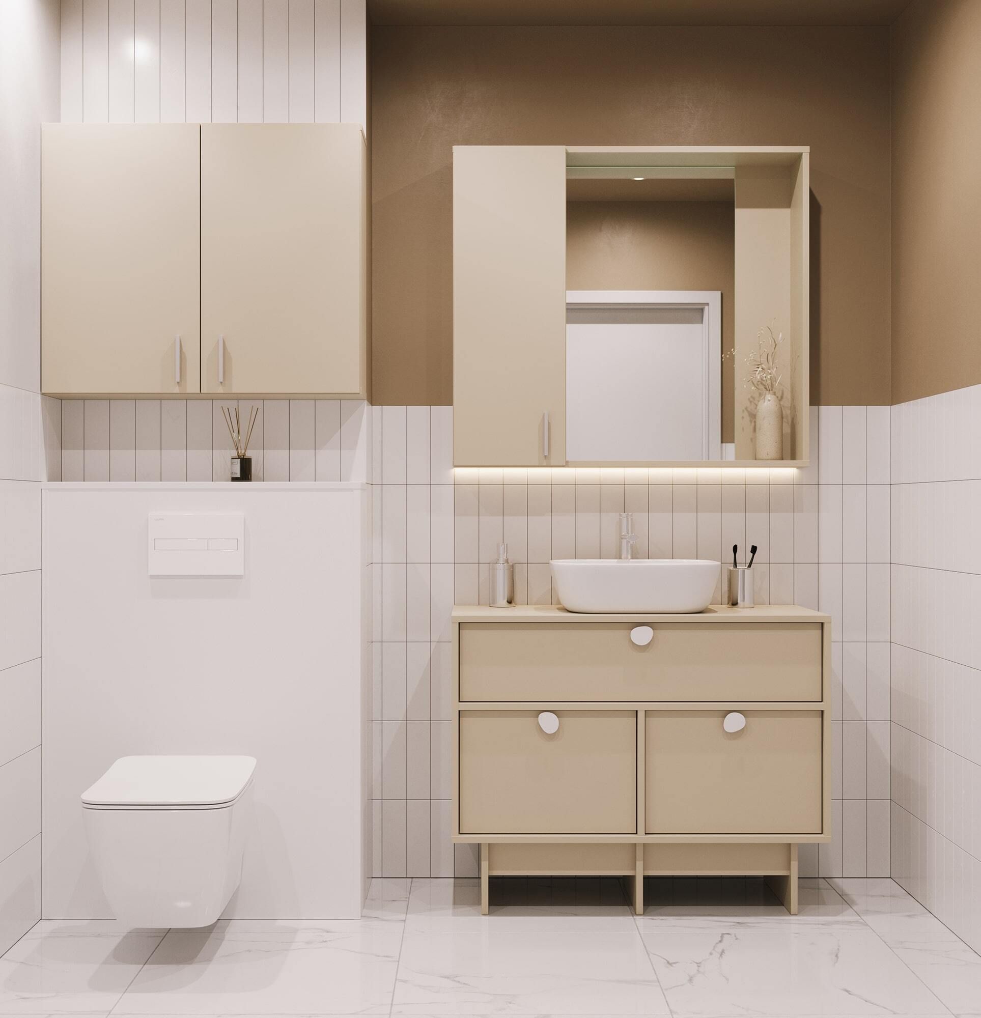 Badezimmer-Hängeschrank mit Spiegel und Front WLL01