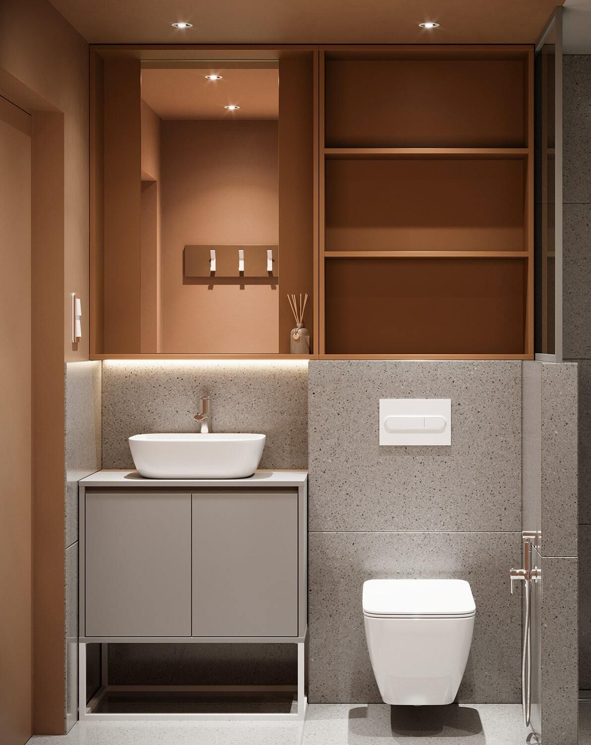 Wandhängender Badezimmerschrank mit Spiegel WLL03 