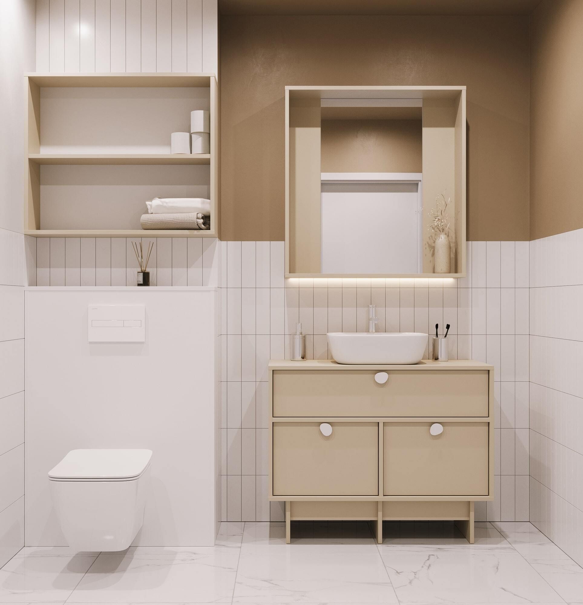 Wandhängender Badezimmerschrank mit Spiegel WLL03 