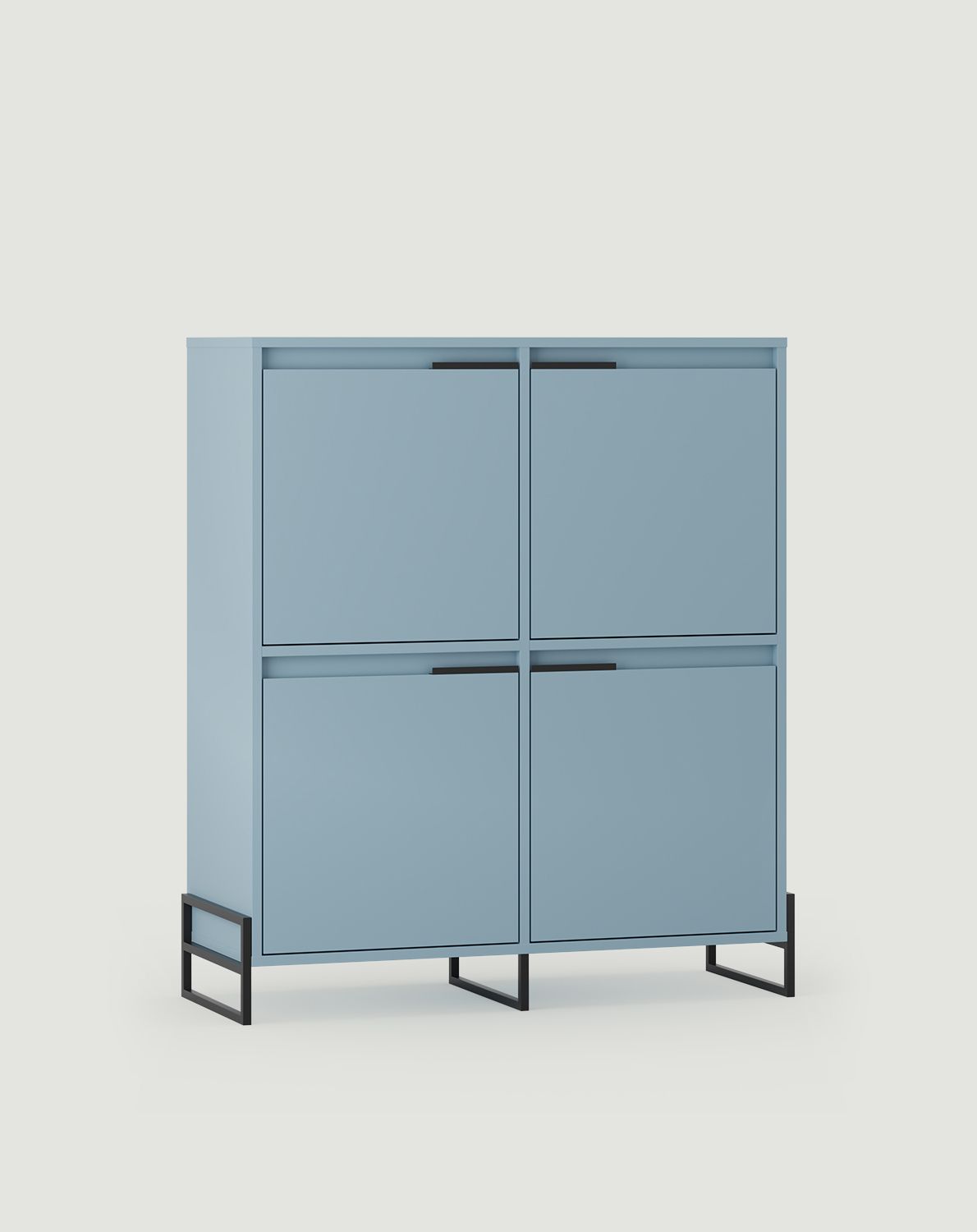 INEA DUO Schuhschrank ISD2
Farbe: Taubenblau
Farbe der Beine und Griffe: Stahl Inea Schwarz