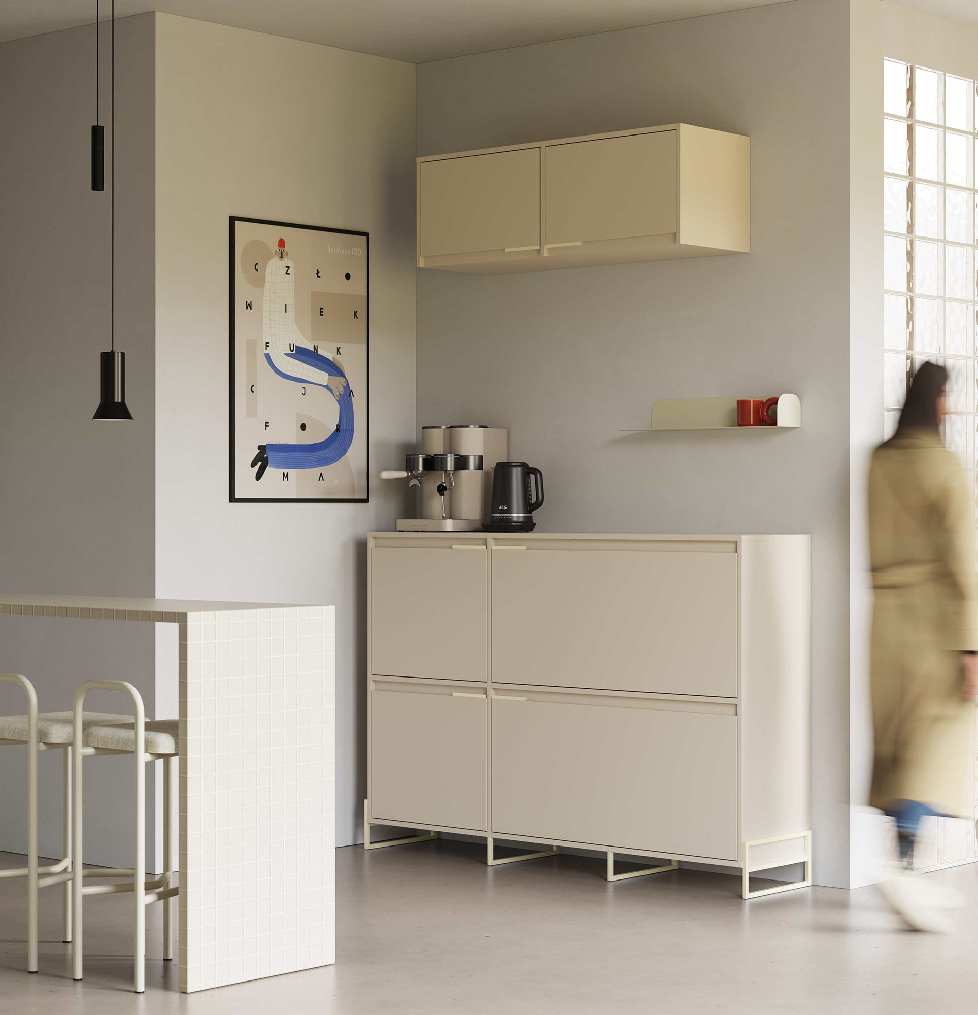 INEA DUO Schuhschrank ISD3
Farbe: Champagner Beige
Farbe der Beine und Griffe: Stahl Inea Milky Way