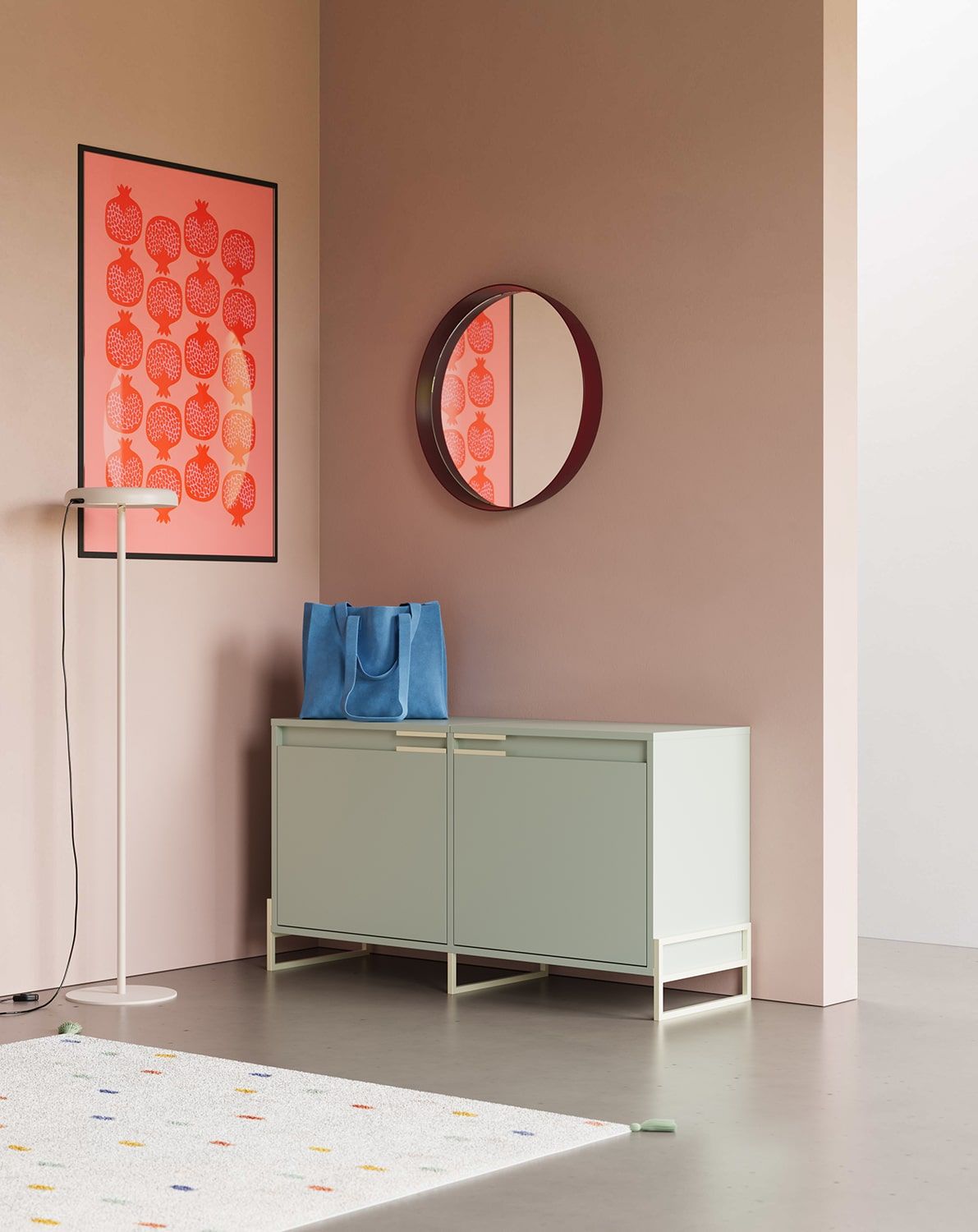 INEA Schuhschrank ISB2
Farbe: Milk Pistachio
Farbe der Beine und Griffe: Stahl Inea Milky Way