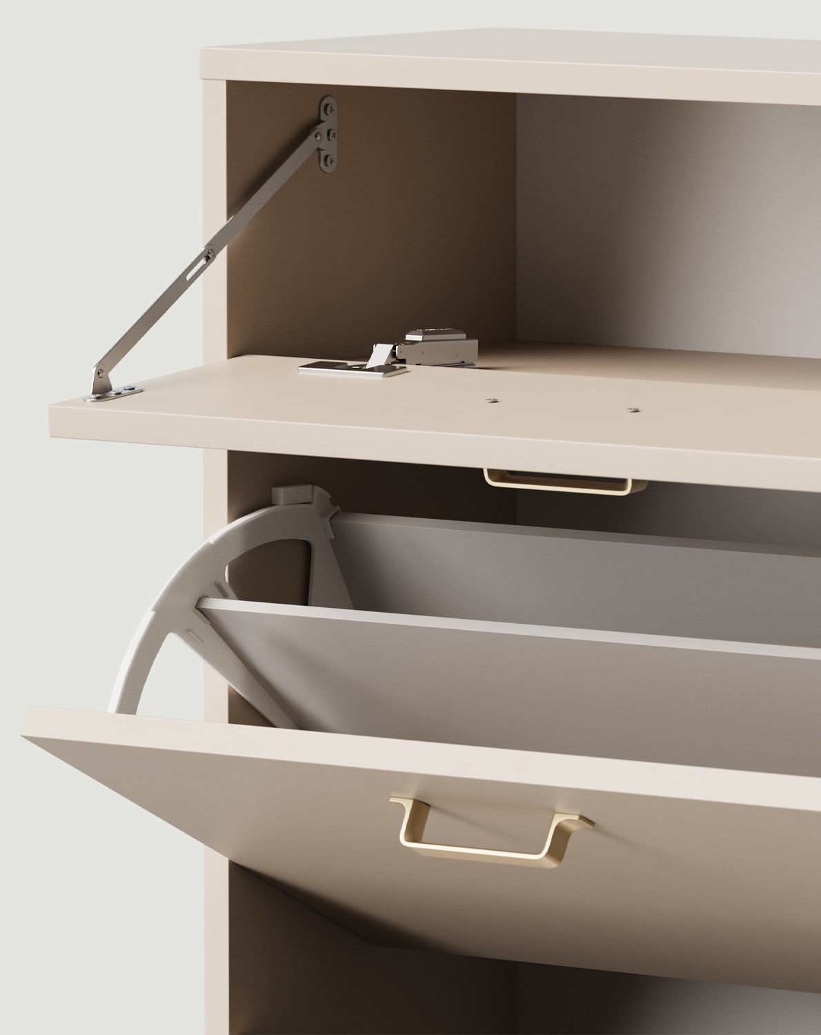 ODIS SBK4DSO Klapp-Schuhschrank
Farbe: Champagner Beige
Griff: JORD Gold JZ Griff