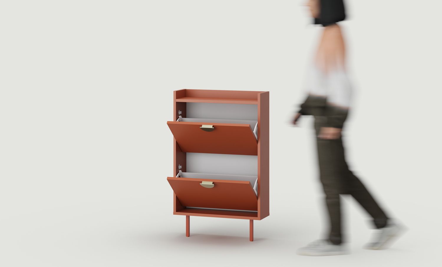 SIGI SBKS1 Klapp-Schuhschrank
Farbe: Feuriges Terrakotta
Bein: Feurig Terracotta
Griff: RIND Gold
