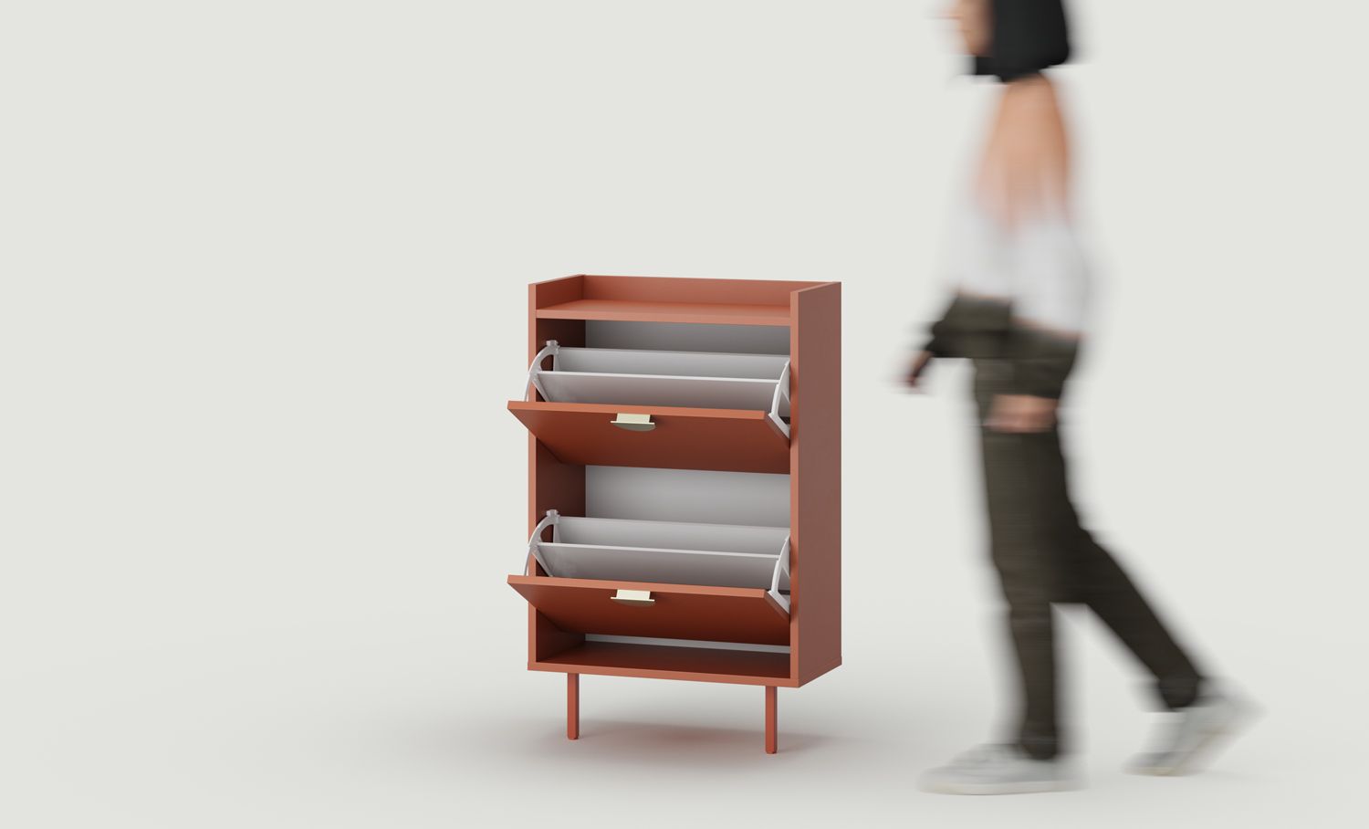 SIGI SBKS1D Klapp-Schuhschrank
Farbe: Feuriges Terrakotta
Bein: Feurig Terracotta
Griff: RIND Gold