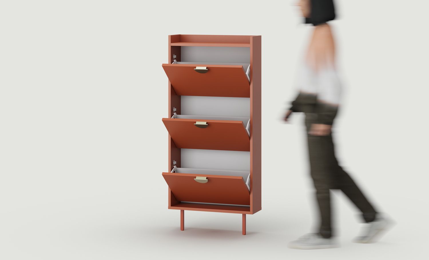 SIGI SBKS2 Klapp-Schuhschrank
Farbe: Feuriges Terrakotta
Bein: Feurig Terracotta
Griff: RIND Gold