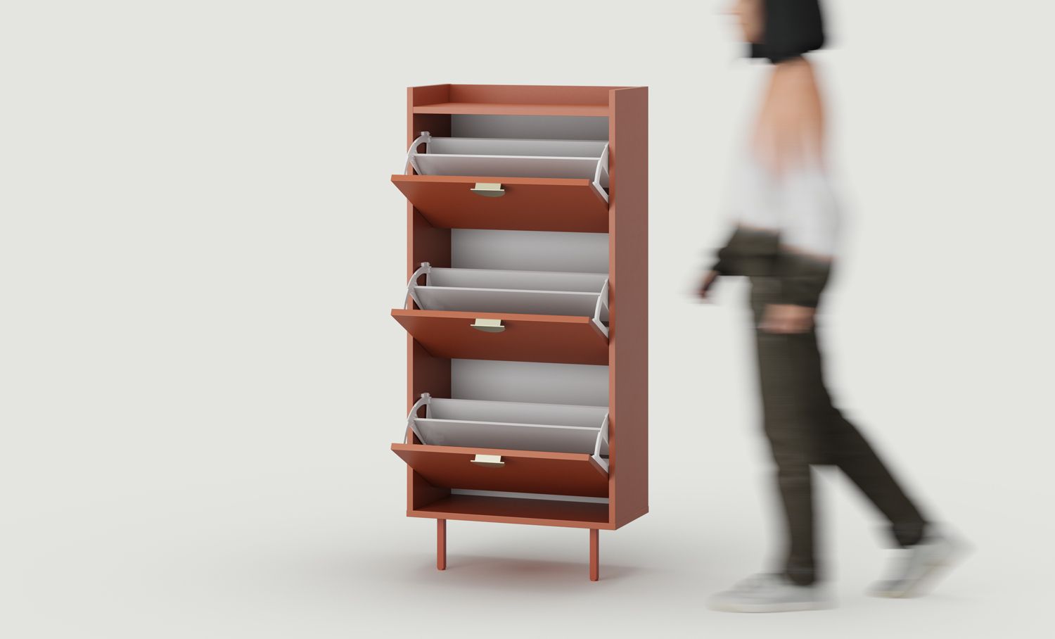 SIGI SBKS2D Klapp-Schuhschrank
Farbe: Feuriges Terrakotta
Bein: Feurig Terracotta
Griff: RIND Gold