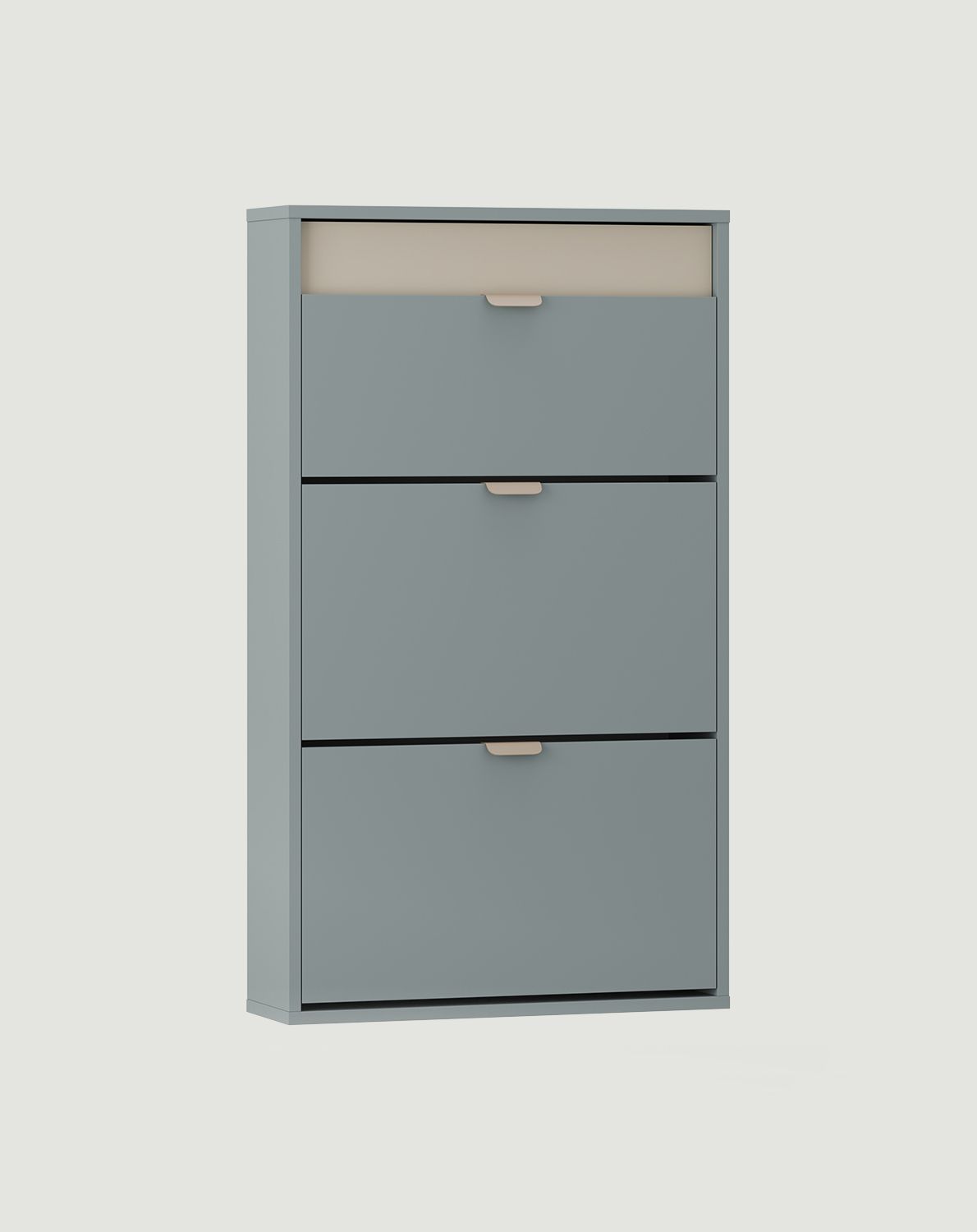 LAYERS LAY23 Schuhschrank mit Hängeklappe
Farbe: Twilight Blue
Frontfarbe: Champagner Beige
Griff: LAYERS 110 Cappuccino