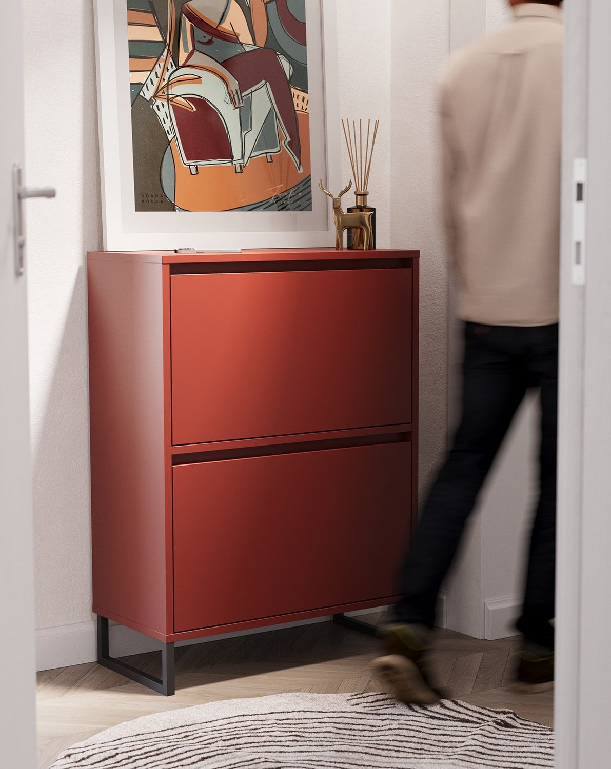 SBD4 duo ODIS Schuhschrank
Farbe: Burgund Marseille
Farbe der Beine: ODIS Steel Black