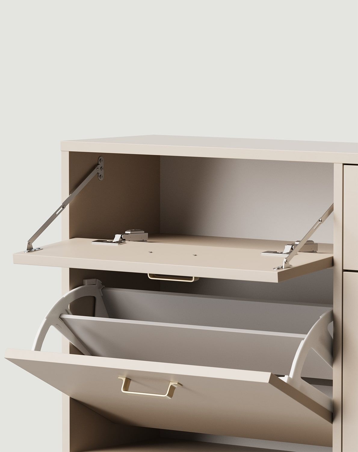 SBK3DS Hängeschuhschrank
Farbe: Woolly Cashmere
Griff: JORD Gold JZ Griff
                            