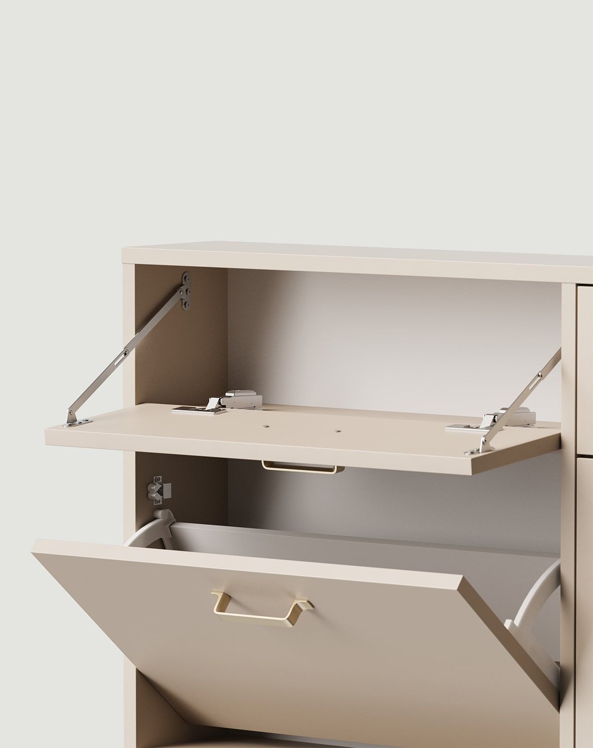 SBK3W Hängeschuhschrank
Farbe: Woolly Cashmere
Griff: JORD Gold JZ Griff
