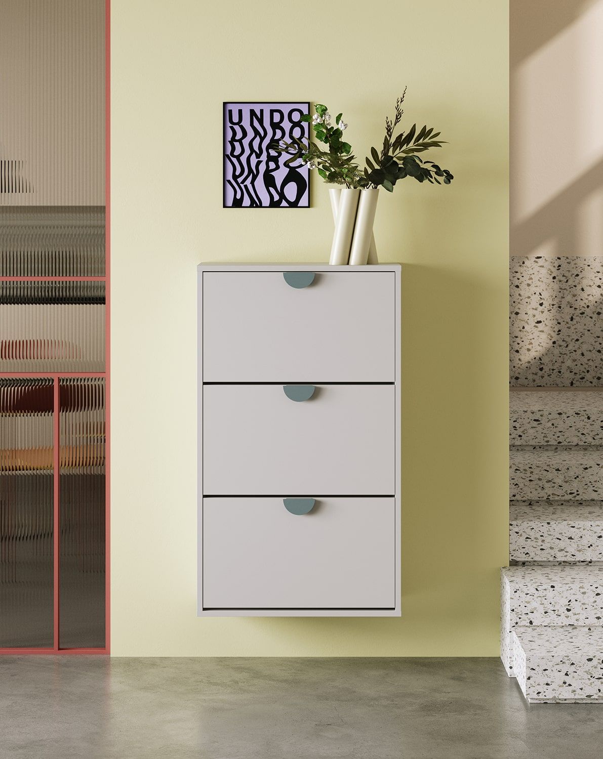 SBK6D Hängeschuhschrank
Farbe: Silent Grey
Griff: RIND Holzgriff aus Esche
