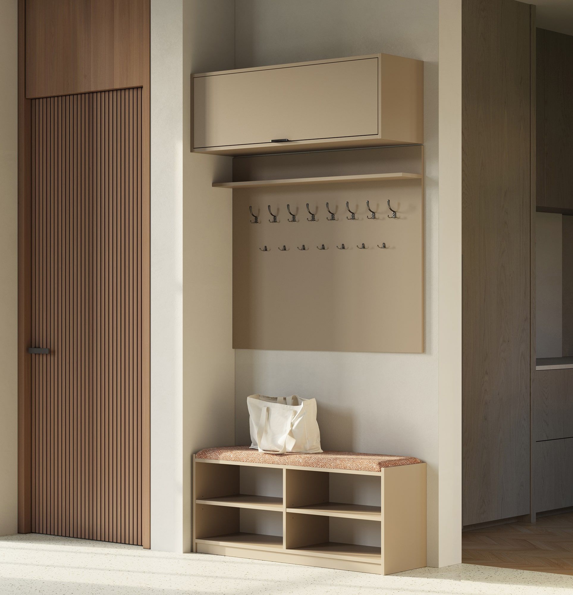 Schuhschrank SBO2 mit Sitz
Farbe: Cappuccino
Sitz: Terra 04