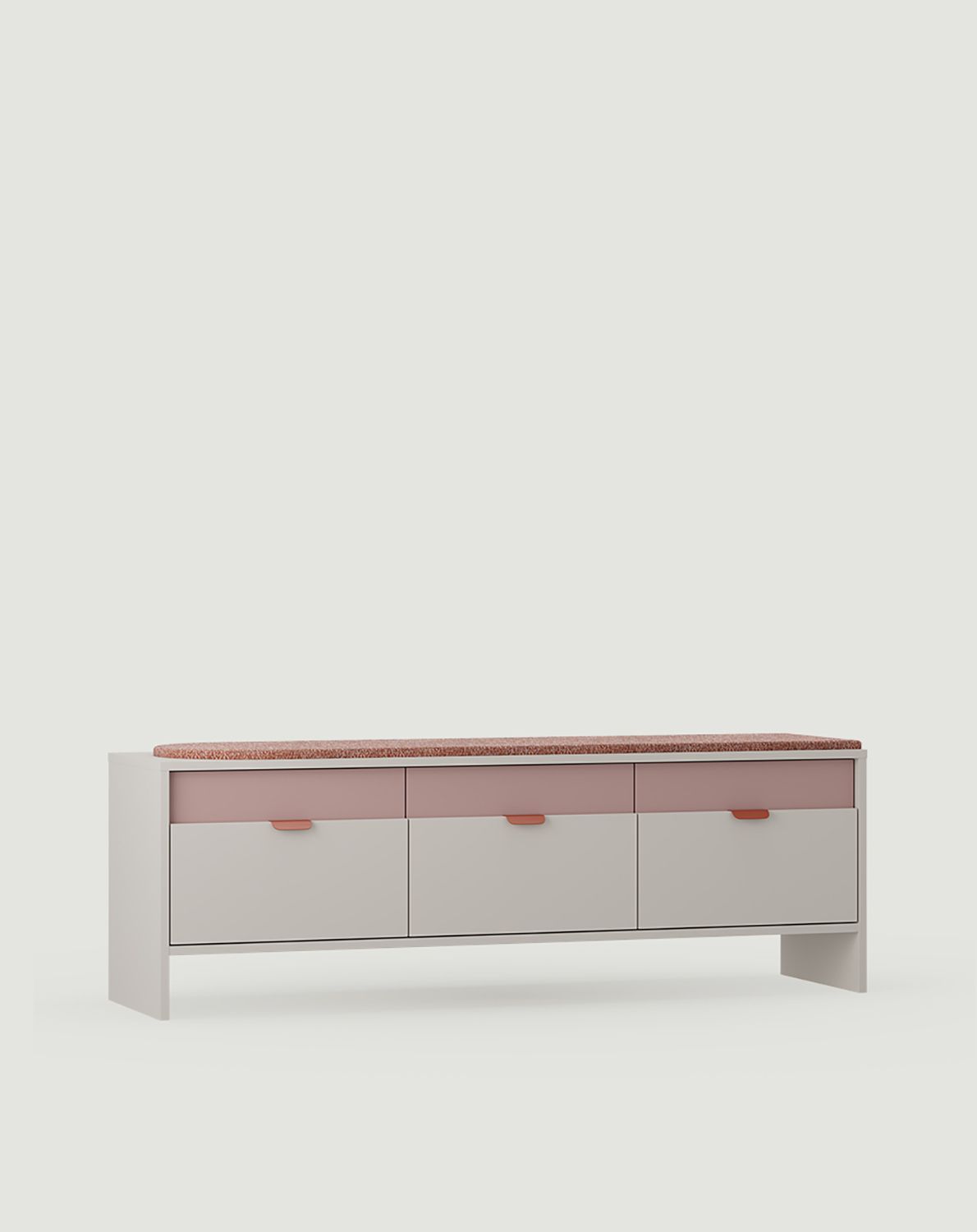 Schuhschrank mit Sitz dreifach LAYERS LAY16
Farbe: Milky Way
Vorderseite zweite Schicht Farbe: Antique Rose
Sitz: Terra 04
Griff: LAYERS 110 Feuer Terracotta