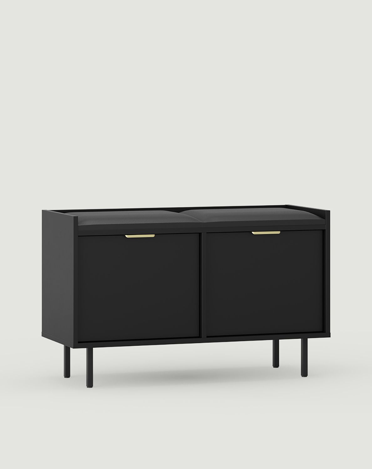 Schuhschrank mit Sitz SIGI SBG2
Farbe: Onyx Schwarz
Farbe der Polsterung: Schwarz
Bein: Schwarz
Griff: LING Gold