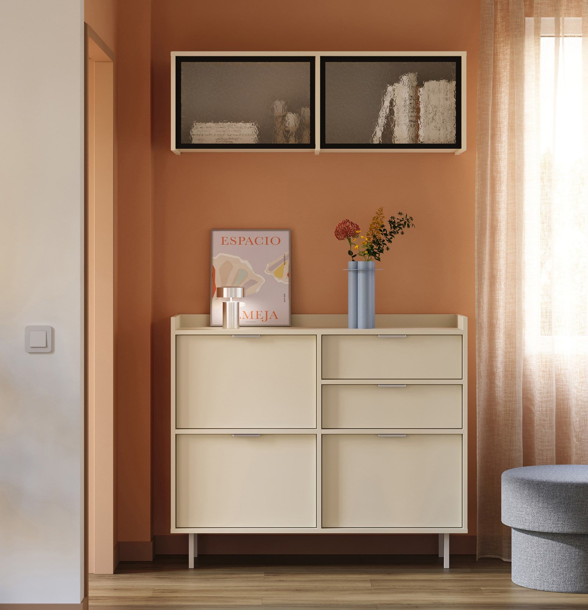 Glasierter Erweiterungsschrank SIGI RPWS2
Farbe: Milky Way
Glas: Ornamentales Nubes-Glas