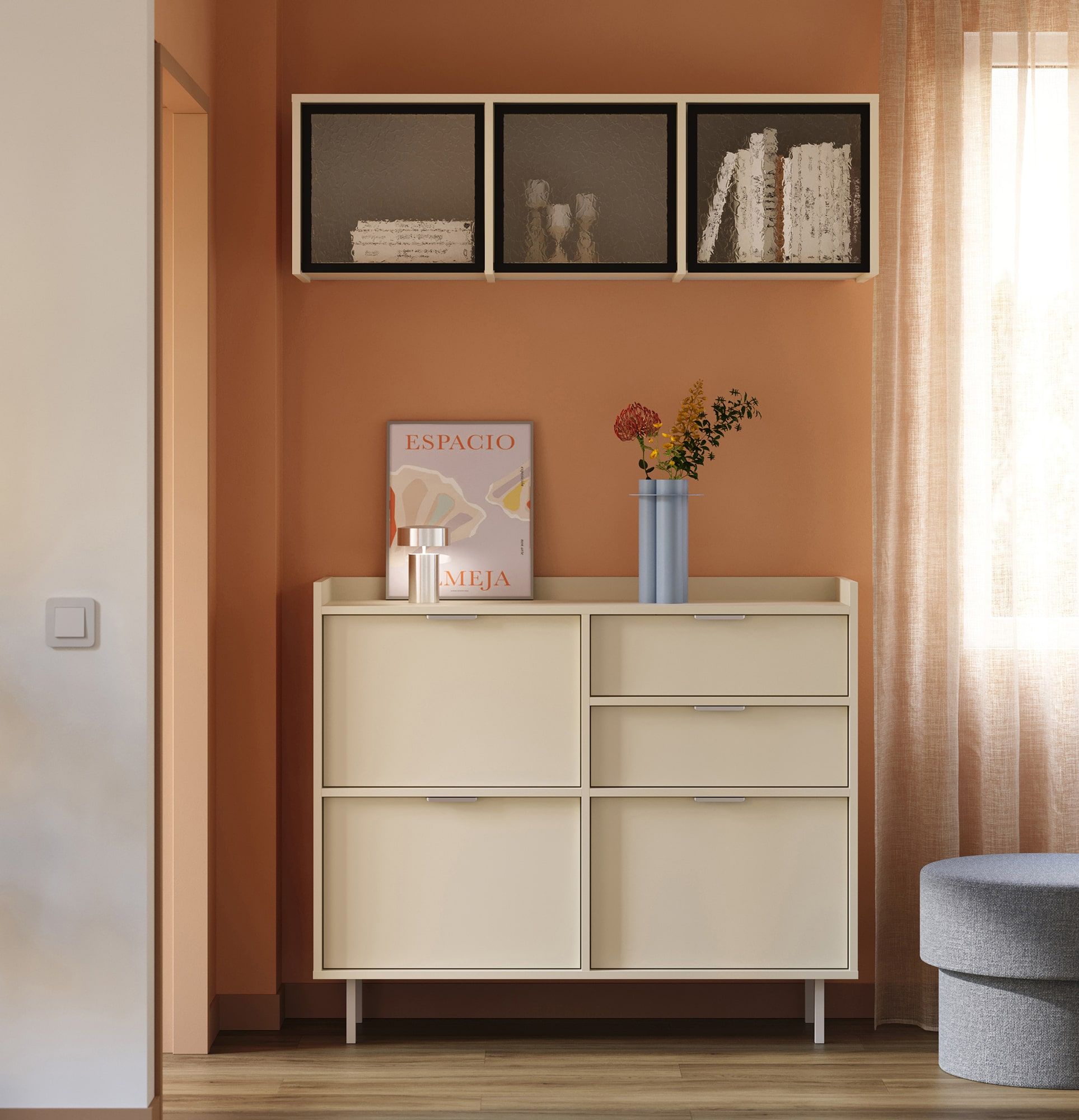 Glasierter Erweiterungsschrank SIGI RPWS3
Farbe: Milky Way
Glas: Ornamentales Nubes-Glas