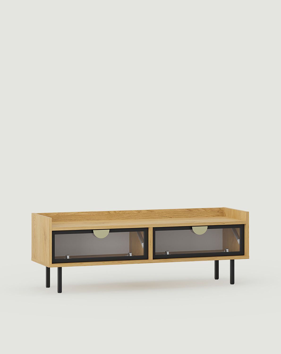 Niedrig verglaster RTV-Schrank SIGI RS1TV1
Farbe: Eiche sonnig
Glas: Glattes Glas
Fuß: Schwarz
Griff: RIND-Griff Gold
