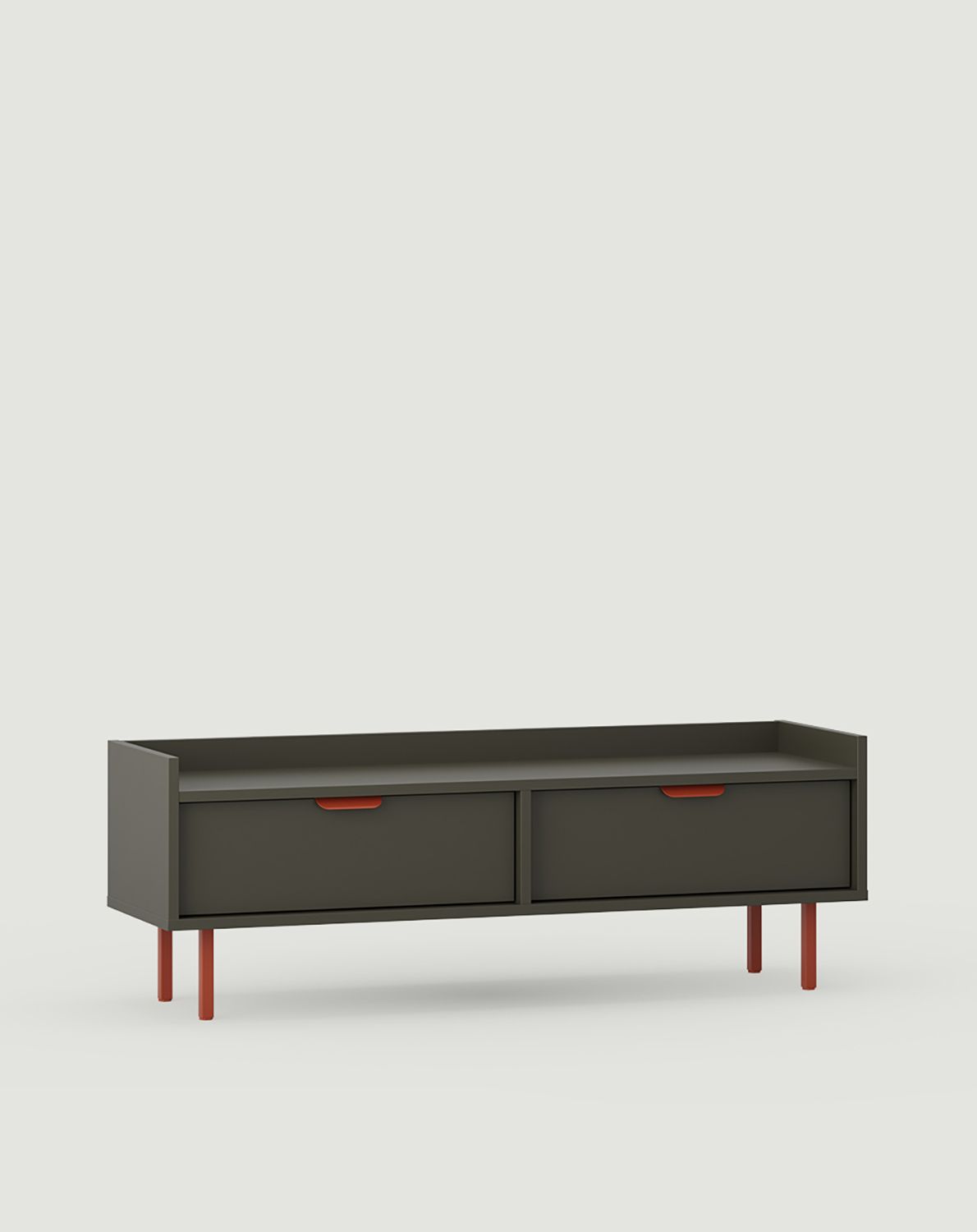Niedriger Schrank RTV SIGI S1TV1
Farbe: Basalt
Bein: Feurige Terrakotta
Griff: LAYERS 110 Feuer-Terrakotta