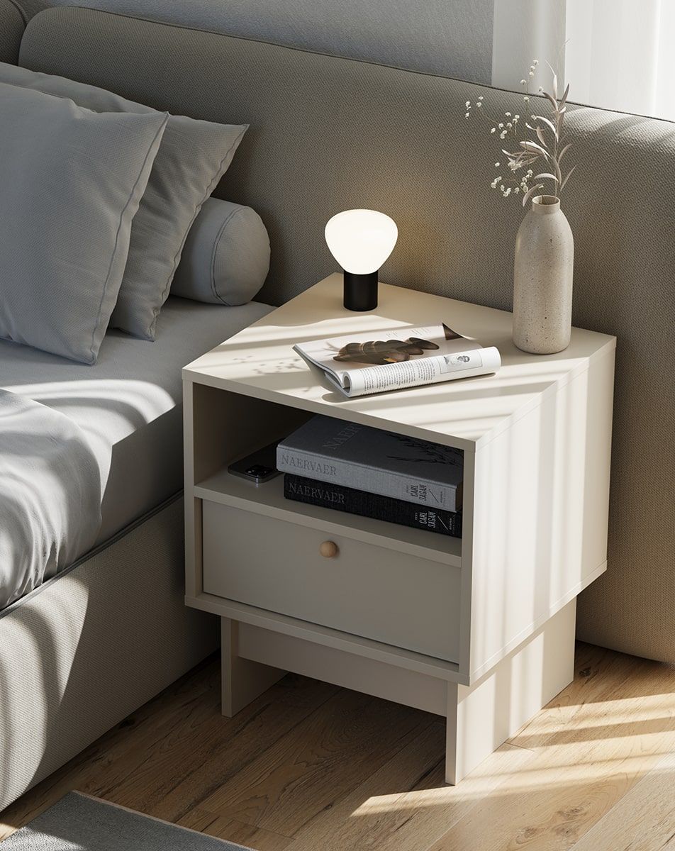 KABE SNK01 Nachttisch im JAPANI-Stil
Farbe: Champagner Beige
Griff: Kugelgriff aus Holz KD