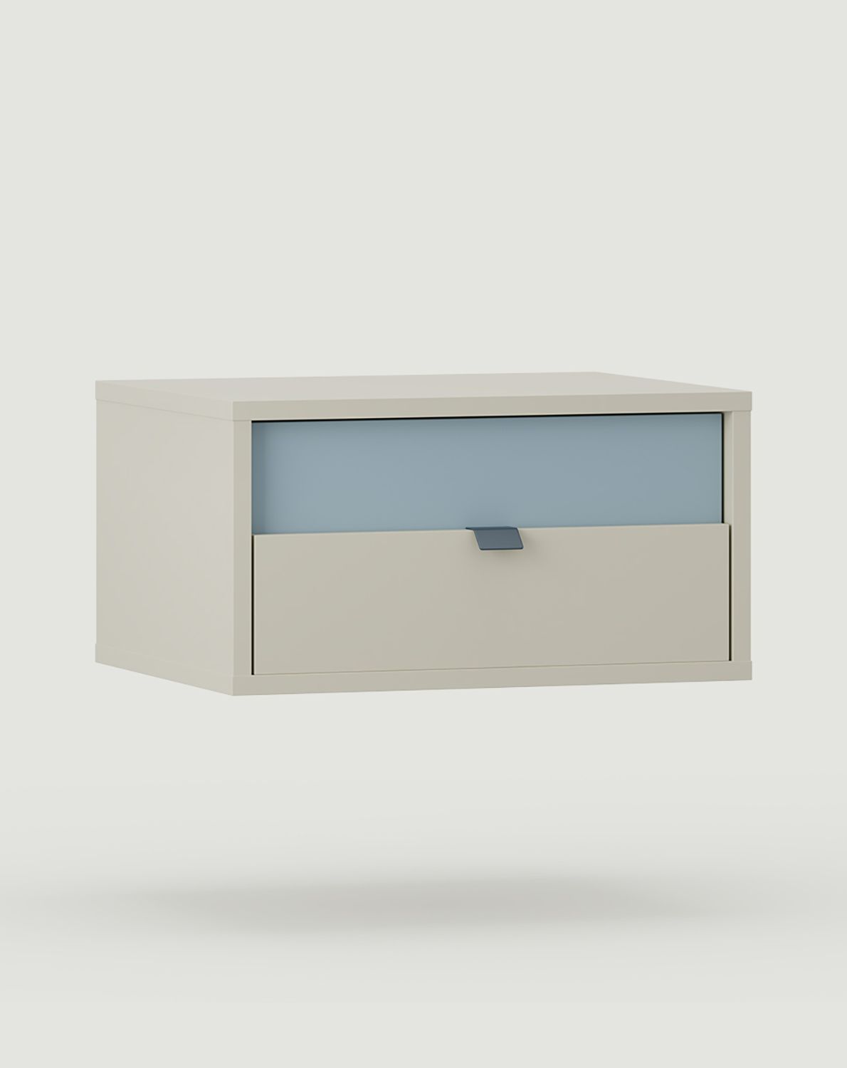LAYERS LAY57 wandmontierter Nachttisch mit Schublade
Farbe: Milky Way
Farbe der Front: Dove Blue
Griff: LAYERS 42 Night Sailing Griff