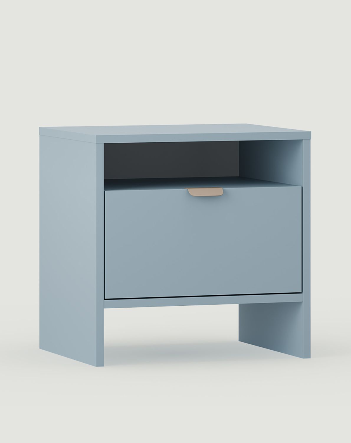 LAYERS LAY28 Nachttisch mit Nische und Schublade
Farbe: Taubenblau
Griff: LAYERS Griff 110 Cappuccino