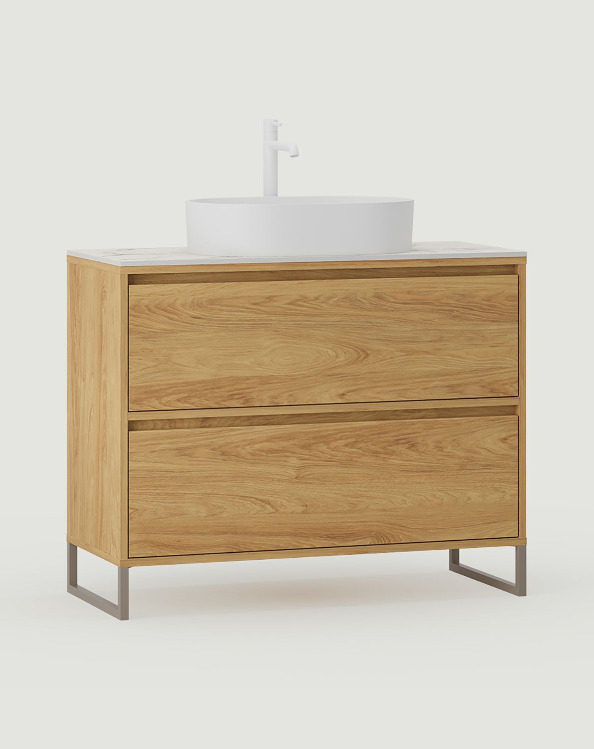 ODIS Schrank mit Waschbecken OMNIRES OU02
Farbe: Hickory Natur
Farbe der Beine: ODIS Steel Grey Beige
Waschtisch: OVO M+ Weiß glänzend OMNIRES
Wasserhahn: Tall Y Weiß Matt OMNIRES
Arbeitsplatte: White Crystal Sinter