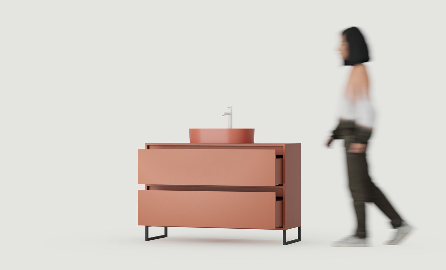 ODIS Schrank mit Waschbecken OMNIRES OU02
Farbe: Feuriges Terrakotta
Farbe der Beine: ODIS Steel Black
Waschbecken: OVO M+ Terracotta OMNIRES
Wasserhahn: Tall Y Weiß OMNIRES
Tischplatte: Ohne Tischplatte
