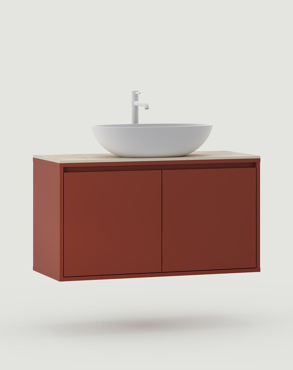 ODIS Schrank mit Waschbecken OMNIRES wandmontiert WOU01
Farbe: Feuriges Terrakotta
Waschtisch: Shell M+ Weiß glänzend OMNIRES
Wasserhahn: Tall Y Weiß Matt OMNIRES
Arbeitsplatte: Grau gesinterter Terrazzo