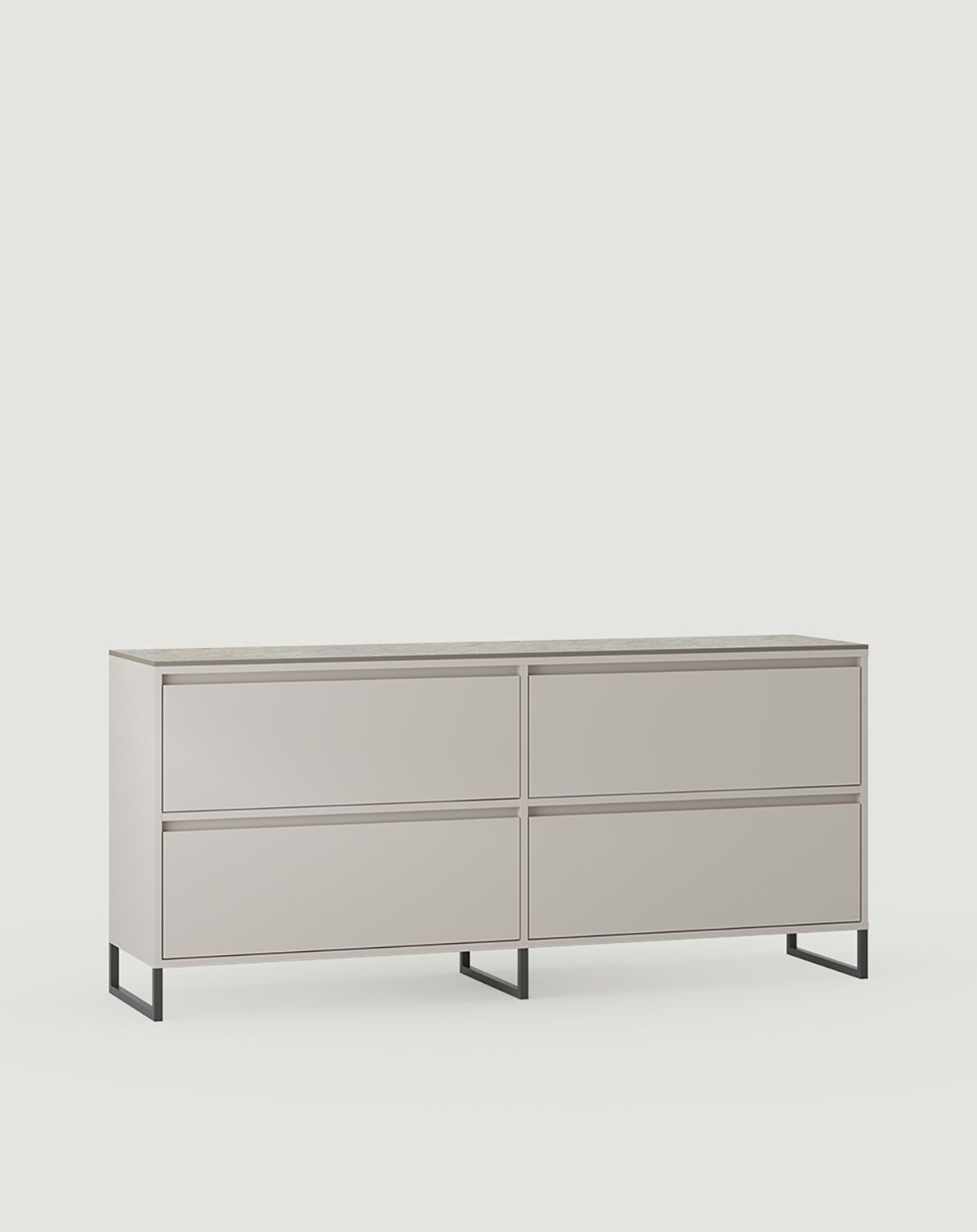 Schrank für zwei Waschbecken ODIS O2U03B
Farbe: Wrapping Cashmere
Beinfarbe: ODIS Stahlgrau
Tischplatte: Grau gesinterter Terrazzo
