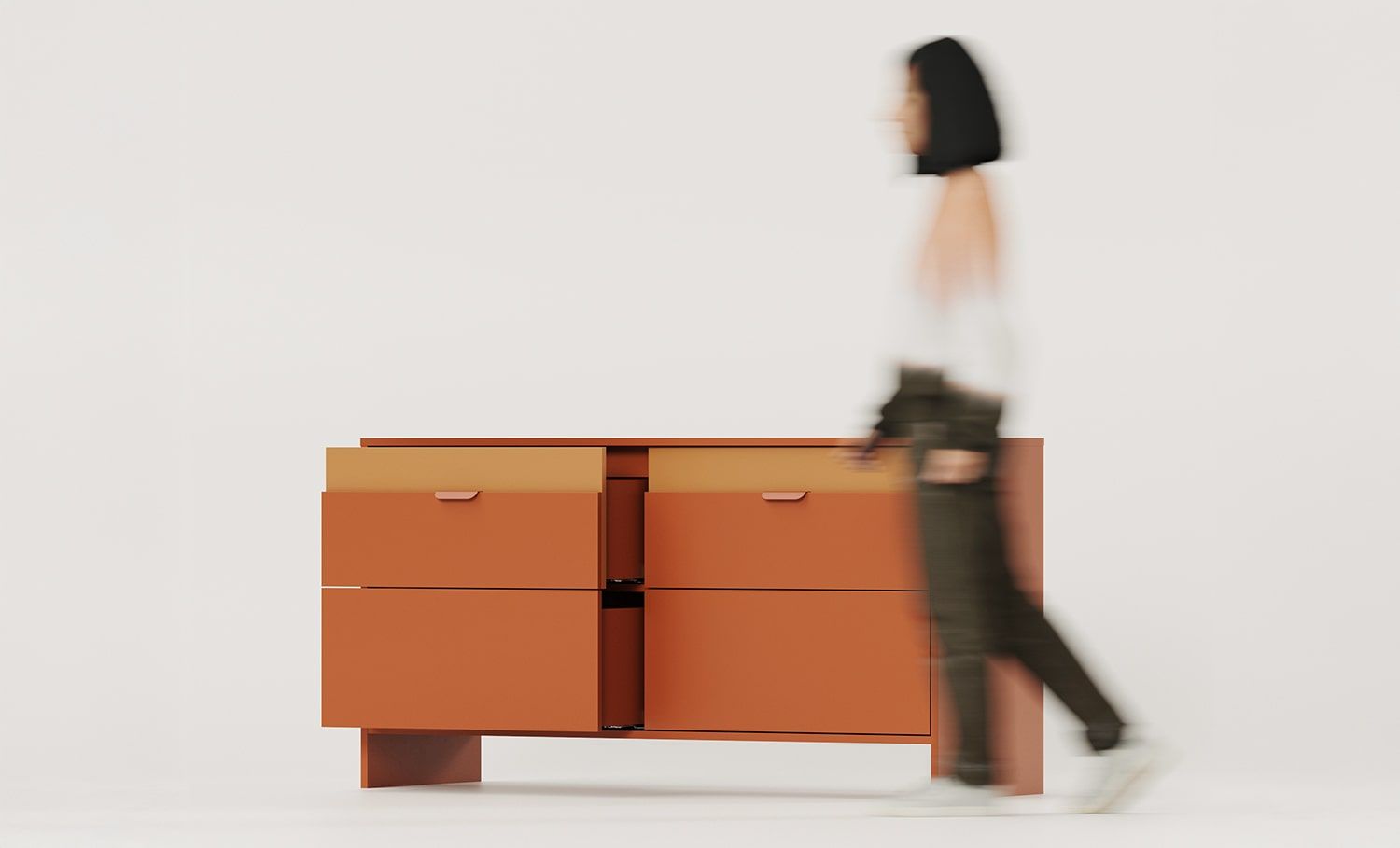 LAYERS LAY79 Doppelwaschbeckenschrank mit Schubladen
Farbe: Fiery Terracotta
Zweite Schicht Frontfarbe: Sahara Deep
Griff: LAYERS Griff 110 Fire Terracotta