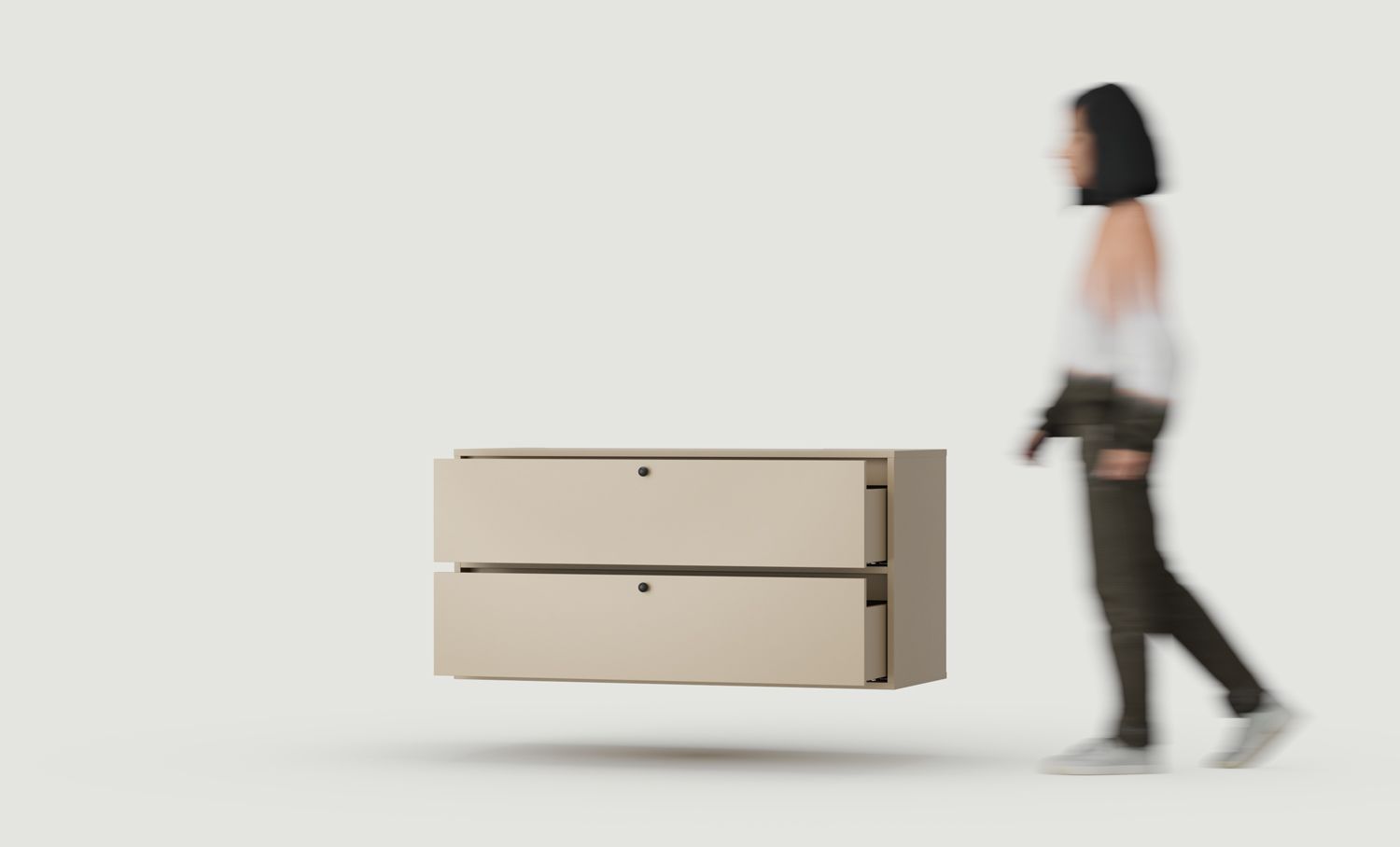 KABE Waschtisch-Unterschrank WKU02B im JAPANDI-Stil, wandmontiert
Farbe: Cappuccino
Griff: Kugelgriff Schwarz KD